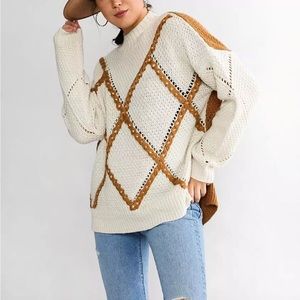 Whipstitch Mock Neck Sweater